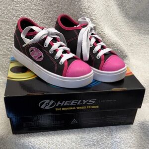 Heelys Kids Black and Pink Sneakers with Wheels youth 13 double wheels